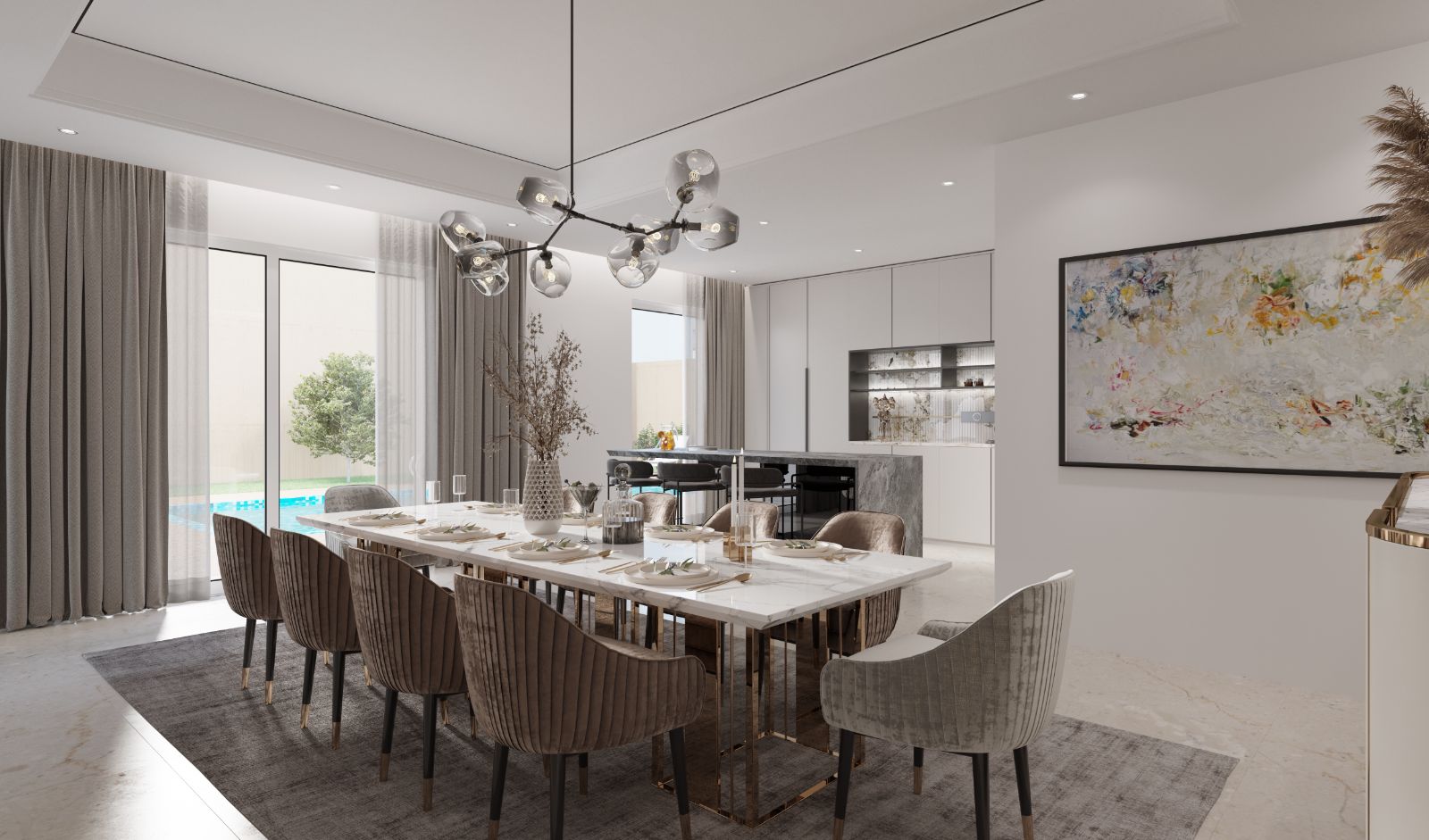 Dining and kitchen